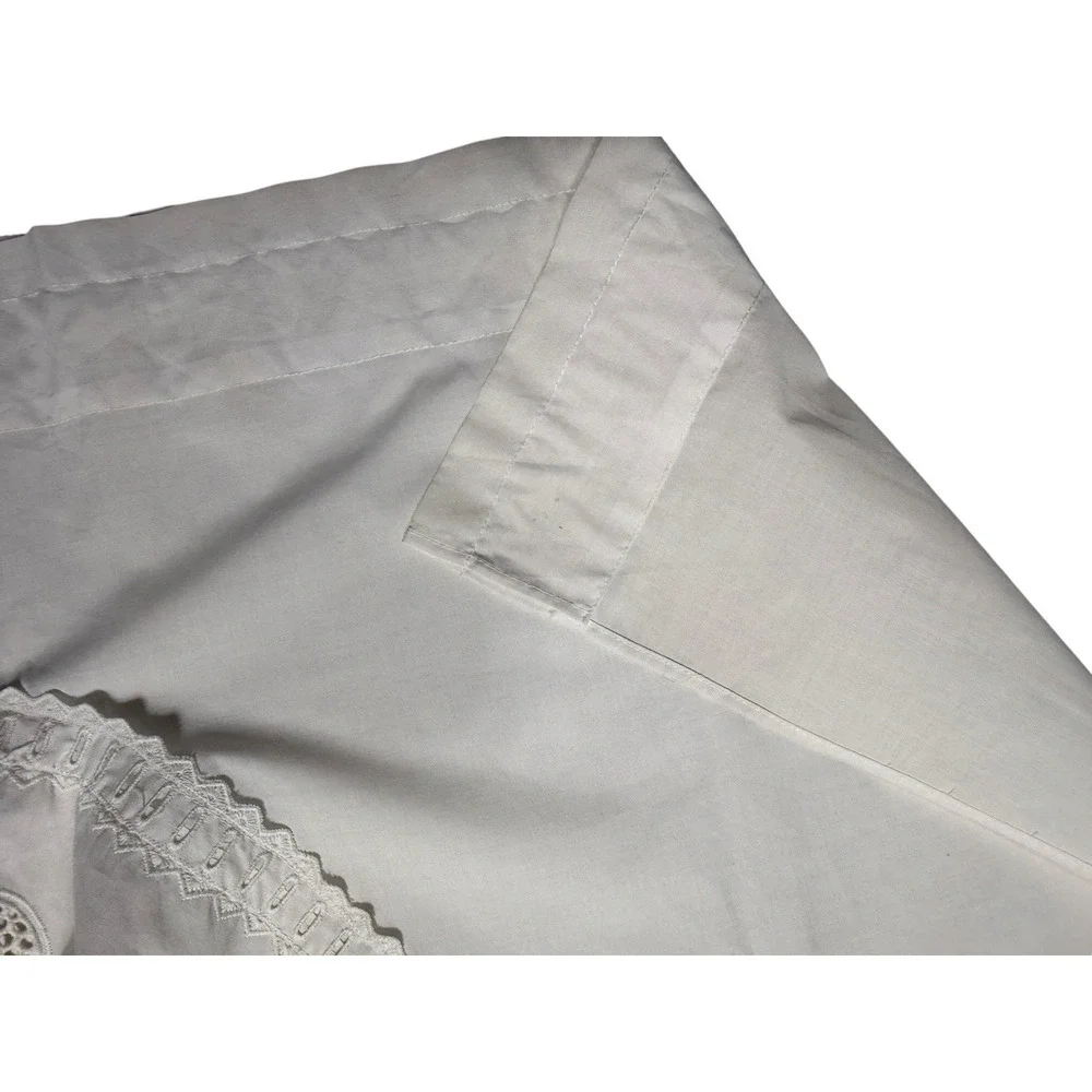 Vintage Set Left & Right Swag Valances Pair Cotton White Strawberry Lace Trim